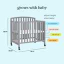 daVinci Dylan 3-in-1 Convertible Portable Mini Crib, Grey