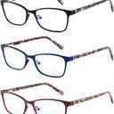 Bifocal Reading Glasses Women Blue Light Blocking With Clear Top Computer Reader Wide Metal Frame Stylish Designer Eyeglasses