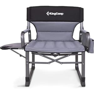 KingCamp XXL Heavy Duty Camping Directors Chair 550lbs Capacity, Extra Wide Oversized Camp Chairs with Side Table & Cooler Bag, Compact Padded Folding Chair for Big and Tall Outdoor Sports Picnic Lawn