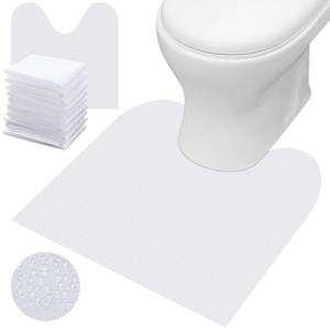 Drydiet 25 Pieces Disposable Toilet Mats 24 x 24 Inches Toilet Floor Protector from Urine Absorbent Non-Slip White Mat Base U Shaped Potty Cover Conceal Stains for Children Adult