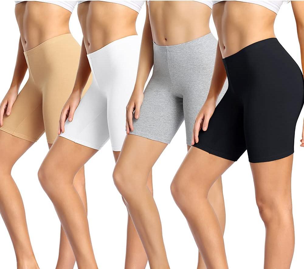 wirarpa Women's Cotton Boy Shorts Underwear Anti Chafing Soft Biker Short Plus Boy Shorts Panties 4 Pack (M)