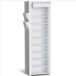 Kitsure Shoe Rack - 10-Tier Large Capacity Shoe Organizer Shelf with Dust Cover & Side Pockets, Rust-Proof Metal Shoe Rack for Closet, Entrance, Living Room, 17.5" x 12.4" x 69.3", White