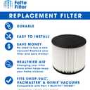 Fette Filter - Wet Dry Vac Filter Compatible with Multi-Fit VF2007 & Most 5 Gallon or Larger Shop-Vac, Vacmaster & Genie Shop Vacuum Cleaners. (Pack of 1)