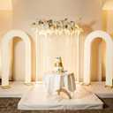 Hahafelt 8 feet Open Arch Backdrop Cover Beige Spandex Fitted Round Top Wedding Arches U-Shaped Fabric Arch Covers for Outdoor or Indoor Party Reception Home Photography Decorations
