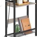 CHOEZON Narrow Side Table with Charging Station, Small End Table, Slim Nightstand for Small Spaces, Skinny Bedside Table with Storage, for Living Room, Bedroom, Rustic Brown TBZ05UBF