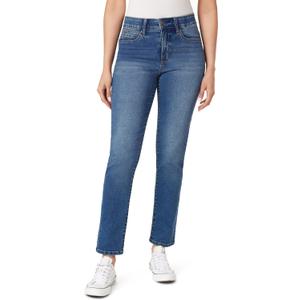 Angels Forever Young Women's Jeanie Lift Mid-Rise Straight Ankle Jeans (Blue) 6