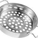 Housoutil Big Hole Colander with Handle, Stainless Steel Colander Strainer, Kitchen Colander Great for Spaghetti, Noodles, Vegetables and Fruits (28.5X20.5X3.5CM, Silver)