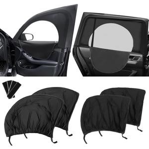 DZG 4PCS Car Side Window Sun Shades with Zipper Elastic Breathable Window Mosquito Net Mesh Sunshade UV Protection Privacy for Baby Pet Universal for Most Cars Trucks SUVs (2* front & 2*rear window shades)