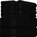 Avalon Towels Luxury 8 Piece Towels Set, 2 Bath Towels, 2 Hand Towels and 4 Washcloths, 600 GSM 100% Ring Spun Cotton Highly Absorbent Bathroom Towel Set, Ideal for Hotel, Spa and Gym (Black) (8 Piece Towel Set)