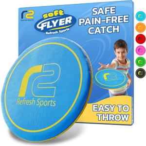 Soft Disc Flying Toy - Doesn't Hurt to Catch - Best Stocking Stuffers For Kids & Adults All Ages - Gifts for Boys & Girls 4 5 6 7 8 9 10 11 12 13 + Year Old Boy - Beach Toys For Kids Outdoor Games (Blue&yellow)