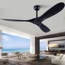 60" Ceiling Fan with Remote Control No Lights,Modern Reversible DC Motor Indoor Outdoor 3 Blades Ceiling Fans for Patio Bedroom Living Room(Black)