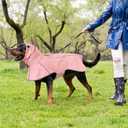 Reflective Dog Raincoat, Windproof & Waterproof Dog Rain Jacket, Adjustable Hooded Pet Poncho with Leash Hole for Dogs (Pink, Medium)