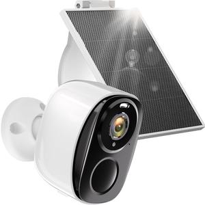 Rraycom Security Cameras Wireless Outdoor with Solar Panel, Battery Powered 2K Color Night Vision Cameras for Home Security, AI Motion Detection, Two-Way Audio, Works w/Alexa (1 Count (Pack of 1))