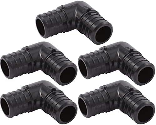 SharkBite 1 Inch Poly Crimp 90 Degree Elbow, Pack of 5, PEX Pipe, PE-RT, UP260A5