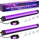 Rechargeable Black Light Bar 2 Packs, Battery Powered Black Lights for Glow Party, Cordless UV Strip Lights with On/Off/Dimma/Flash Switch, for Classroom, Neon,Uranium glass,Paint, Poster,Stage