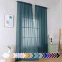 Simplebrand Dusty Blue Sheer Curtains 96 Inches Long, Light Filtering Rod Pocket Solid Color Window Sheer Curtain Panels, Elegant Drapes for Living Room, Bedroom 2 Panels (Dusty Blue, 42" W x 96" L)