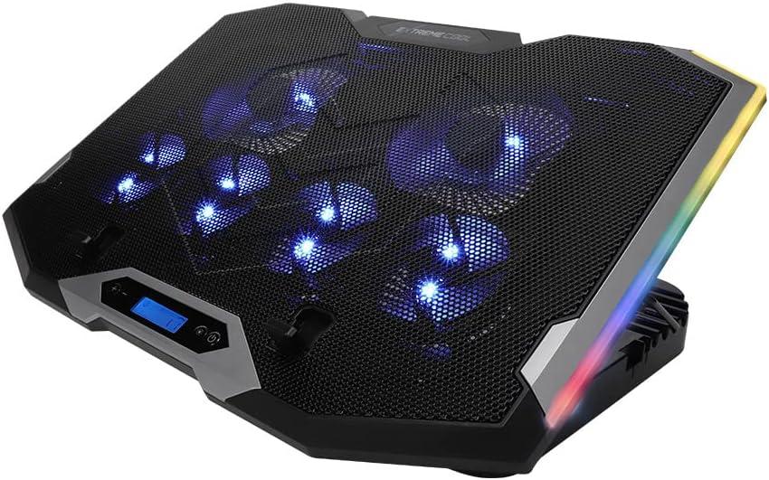 Gaming Laptop Cooler Fits up to 17 Inches, 6 Fans to Cool Your Laptop Powerful with 7 Colors RGB Illumination Switchable Patterns Black OWL-GNOTECOOLER-RGB