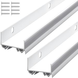 2 Sets Door Sweep Plastic PVC 1 3/4" x 36" Slide on Bottom Exterior Door Seal Strip for Weather Stripping Draft Stopper (White)