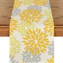 Artoid Mode Yellow Dahlia Floral Pinnata Summer Table Runner, Seasonal Spring Holiday Kitchen Dining Table Decoration for Home Party Decor 13x90 Inch