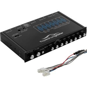 TOPSTRONGGEAR TSG7EQ 7-Band Car Audio Graphic Equalizer with Front 3.5mm Aux Input, High Voltage RCA Outputs and High Level Speaker Inputs
