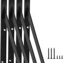 4 Pack L12 x H 8" Black Heavy Duty Shelf Brackets with Screws Metal Shelf Brackets Shelf Support Angle Brackets for Shelves L Brackets Heavy Duty Floating Shelf