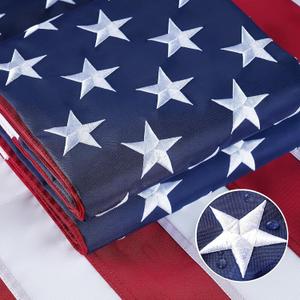 American Flag 2.5x4 Ft Heavy Duty, Embroidered US USA Flag Outdoor, Double Sided American Flags for Outside with 2 Brass Grommets Decoration 4th of July