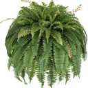 Muhanjia 56 Silky Artificial Boston Fern, 128 Fronds Large Hanging Plants for Outside Planter,Bush Floor Plants Large for Home Decor Porch Patio Garden Indoor Outdoor (JY-128Fronds1PcsGreen)