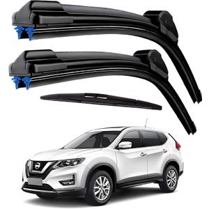 Dual Rubber Blade Windshield Wipers for 2025 2024 2023 2022 2021 2020 2019 2018 2017 2016 2015 NISSAN Rogue/Pathfinder 2014-2020,Automotive Replacement Wiper Blades 26"/17"/12" Rear Wiper (Set of 3)