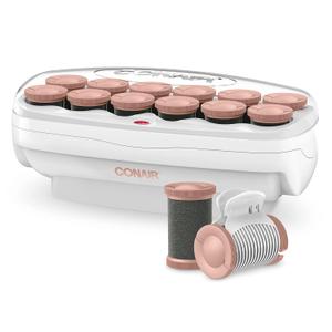 Conair Hot Rollers for Long, Medium & Short Hair, 12 Ceramic Flocked 1-Inch and 1-Inch Heated Hair Rollers with Clips, Hot Curlers for Women, Volume & Curls