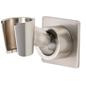 Shower Head Holder All Metal Handheld Shower Wand Bracket Adhesive Shower Wall Mount Holder Brass Shower Spray Holder Brushed Nickel, Drill Free Glue Installation