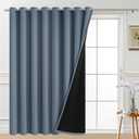 Yakamok Total Blackout Extra Wide Patio Sliding Door Curtains, Grommet Thermal Insulated Blind Curtains, Sliding Glass Door Panel for Living Room/Space Room Divider, Stone Blue, W100 x L84, 1 Panel