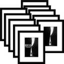 8x10 Picture Frame Sef of 10, Display Pictures 5x7 with Mat or 8 x 10 Without Mat, Photo Frame Collage for Wall Gallery Decor, Hanging or Tabletop Display, Black