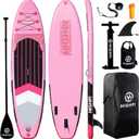 Highpi Inflatable Stand-Up Paddle Board: 10'x6" SUP with Full Premium Accessories, Anti-Slip EVA Deck, Women Paddleboard for Yoga/Surfing/Fishing & More, for Youth & Adults, Beginner-Friendly, Pink
