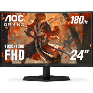AOC C24G42E 24" Curved 1500R Frameless Ultra-Fast Gaming Monitor, FHD 1080p, 180Hz 0.5ms MPRT, HDMI 2.0 x2, Display Port x1, HDR, Speakers 2W x2, 3-Year Zero-Bright-Dot