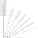 8 Pcs Bottle and Straw Cleaner, Long Deep Nylon Brush with Bendable Stainless Steel Flexible Handles for Bottles, Straws, Pipes, Wine Decanter, Sinks and Cup Cover (White)