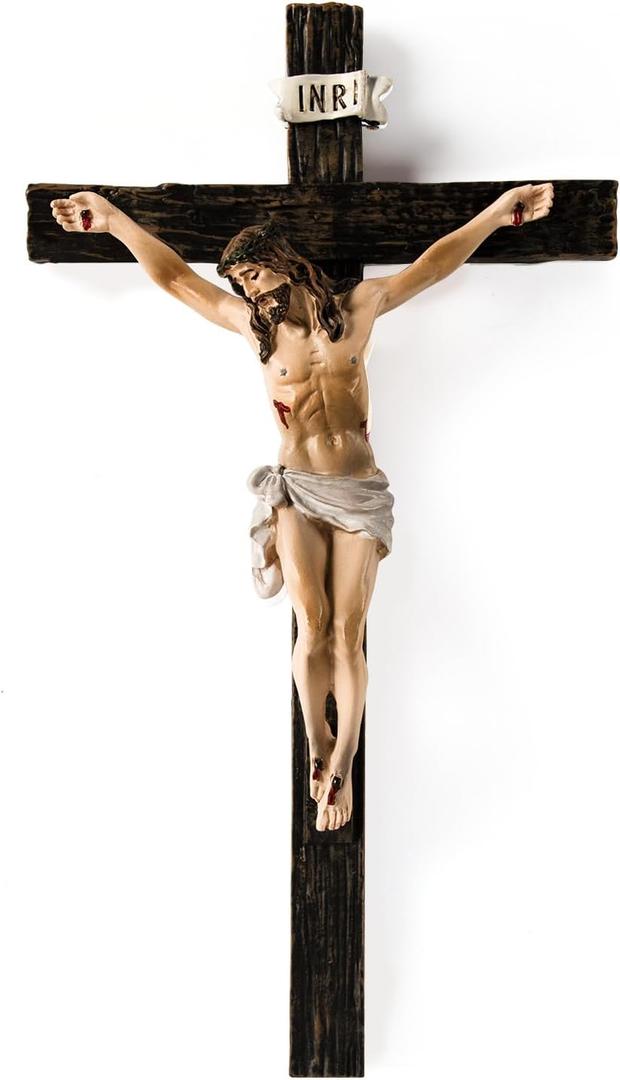 TALPGOD Crucifix Wall Cross,Jesus Cross Home Dcor,Jesus Statue Catholic Hanging Crosses for Wall Art,Religious Wall Crucifix Decor,Crucifijos Catolicos Crosses Wall Decor 10 Inch