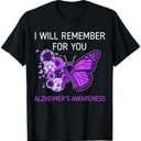 Alzheimer's Awareness I Will Remember you Butterfly Women T-Shirt L