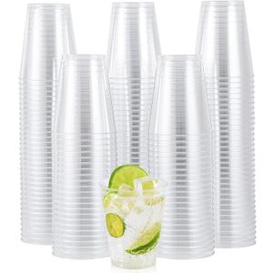 JOLLY CHEF 8 oz Clear Disposable Plastic Cups, 200 Pack Heavy-duty Clear Plastic Cups Perfect for Wedding, Thanksgiving, Christmas, Halloween Party