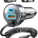 LISEN 90W Cigarette Lighter USB Charger3.3ft for Tidy Space,Super Fast USB C Car Charger with 45W Super Fast Charging Coild Cable Fit iPhone 17 16 15 Air Pro Max Plus,Samsung Galaxy S25/24,Android