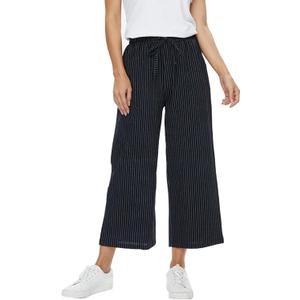 Womens Linen Wide Leg Pants High Waisted Drawstring Loose Pants with Pocket (Blue, S)