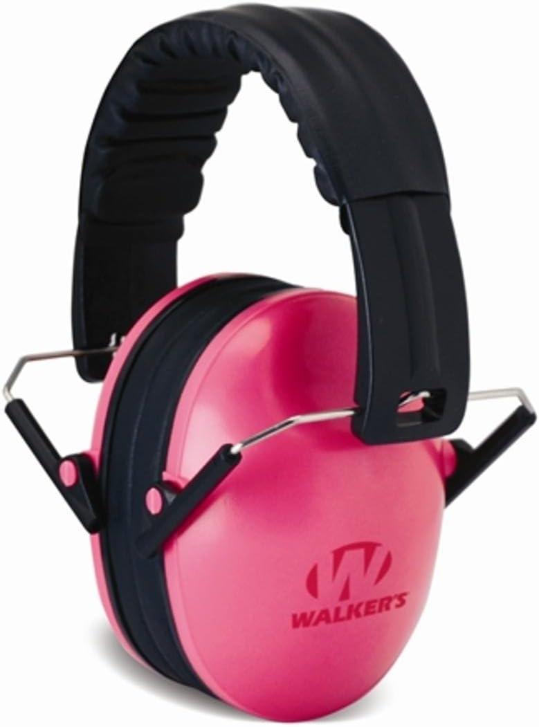 Walker's Youth Childrens Low Profile Padded Headband Adjustable Folding Noise-Reducing Hearing Protection Earmuffs (Pink)