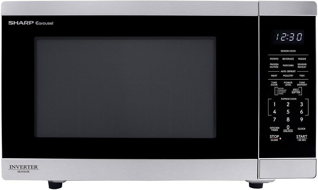 SHARP Countertop Microwave Oven with Removable 12.4" Carousel Turntable, 1100 Watt, 1.4 Cubic Feet, Stainless Steel