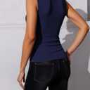 Women's Summer Ruched Mock Neck Top Dressy Casual Draped Sleeveless Work Tank Tops (L)