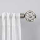 Exclusive Home Curtains Ogee 1" Curtain Rod and Coordinating Finial Set, Matte Silver, Adjustable 36"-72"