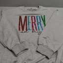 Merry and Bright Sweatshirt Women Merry Christmas Letter Print Long Sleeve Sweater Xmas Crewneck Pullover Casual Blouse Tops XL