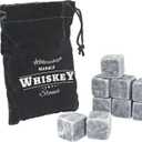 Marble Whiskey Stones  Natural Reusable Chilling Rocks for Whiskey & Bourbon, Silver Finish, One Size