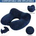 Sintuff 2 Pack Inflatable Travel Pillow for Airplanes Inflatable Neck Flight Pillows with Compact Bag and Blindfold for Traveling, Airplane, Train, Car, Office(Blue and Dark Gray)
