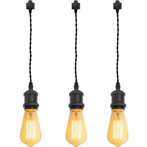 Kiven H-Type Wire Track LightPendants, 15.7 Inch Cord Length Black Weave Rope, Restaurant DecorativePendant Light Industrial Pendant Lamp 3 Pack,Bulb Not IncludedMatte Black