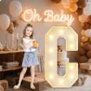 HXWEIYE Big Light Up Letters C3FT Large Marquee Letters with lights, Mosaic Balloon Frame, Giant Baby Letter for Baby Shower Birthday Graduation Engagement Party Wedding Christmas Decor (Warm White)
