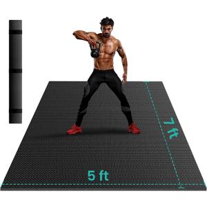Stepwaver Extra Large Exercise Mat, 7'x5' 8'x6' 10'x6' (8mm) Extra Thick Workout Mats for Home Gym Flooring, Non-Slip, Ultra Durable, High-Density Gym Mat for Cardio,Yoga, Jump Rope, MMA, Weights